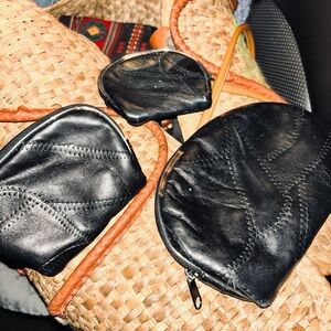 Black Patchwork Women's Cosmetic Coin Anything Bag Set of 4 ‘Nesting’ Bags